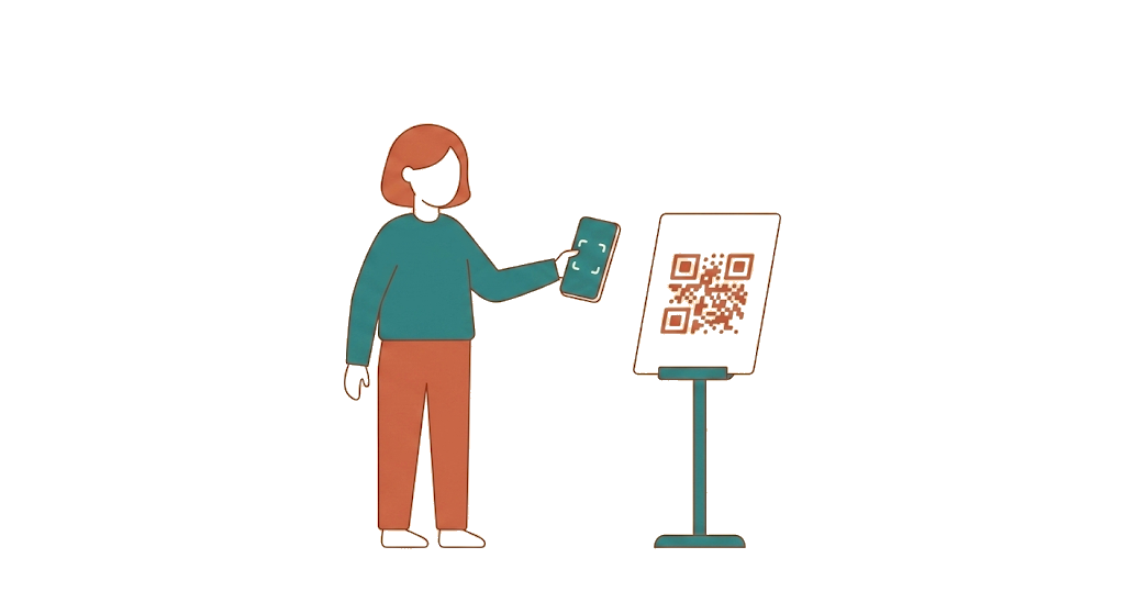 Guest scanning an event QR code with their phone to search the photo gallery